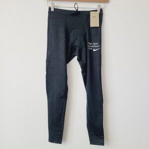 Nike Sport & Sanctuary Club Running Tights FB9034-397 Size S Black Green